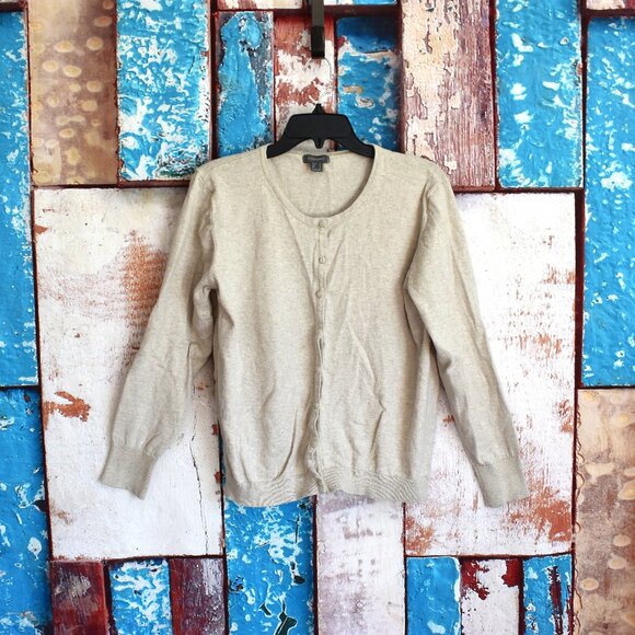 Women's Primark Button Up Knit Long Sleeve Cardigan SIZE 16 Beige - Picture 1 of 11